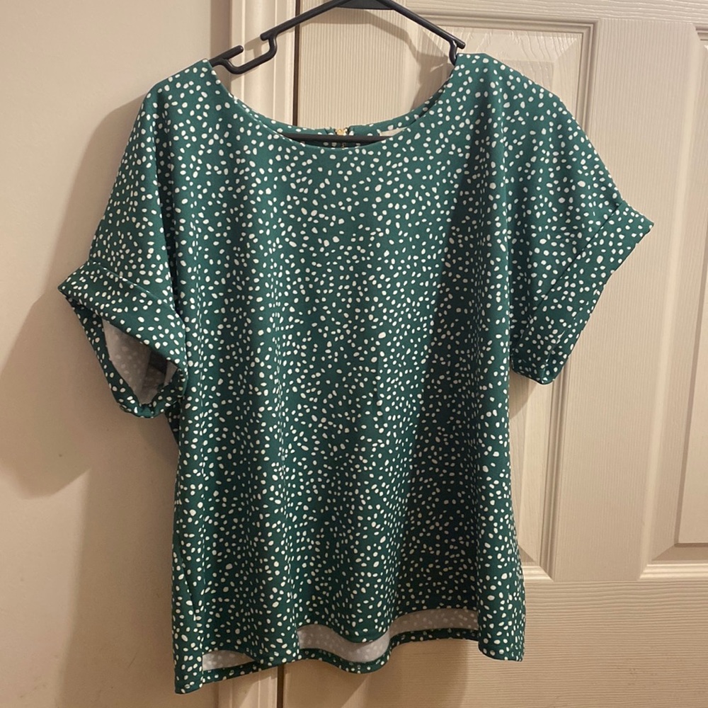 Melloday Green Polka Dot Top Large